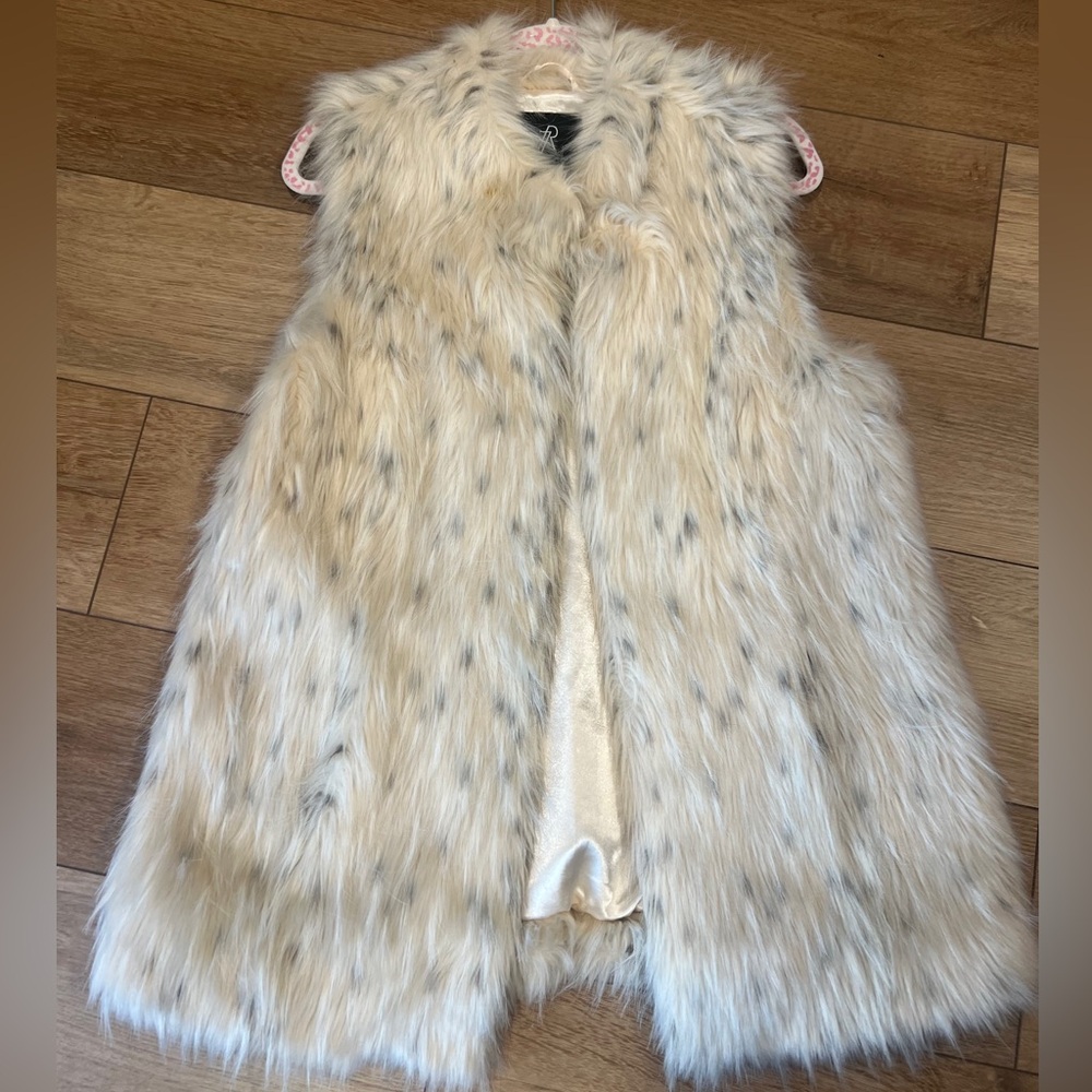 Rachel Zoe Women’s Large Cream and Gray Faux Fur Vest